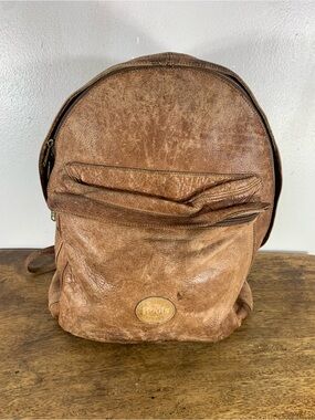 Roots Large Vintage Made In Canada Full Grain Distressed Leather Backpack